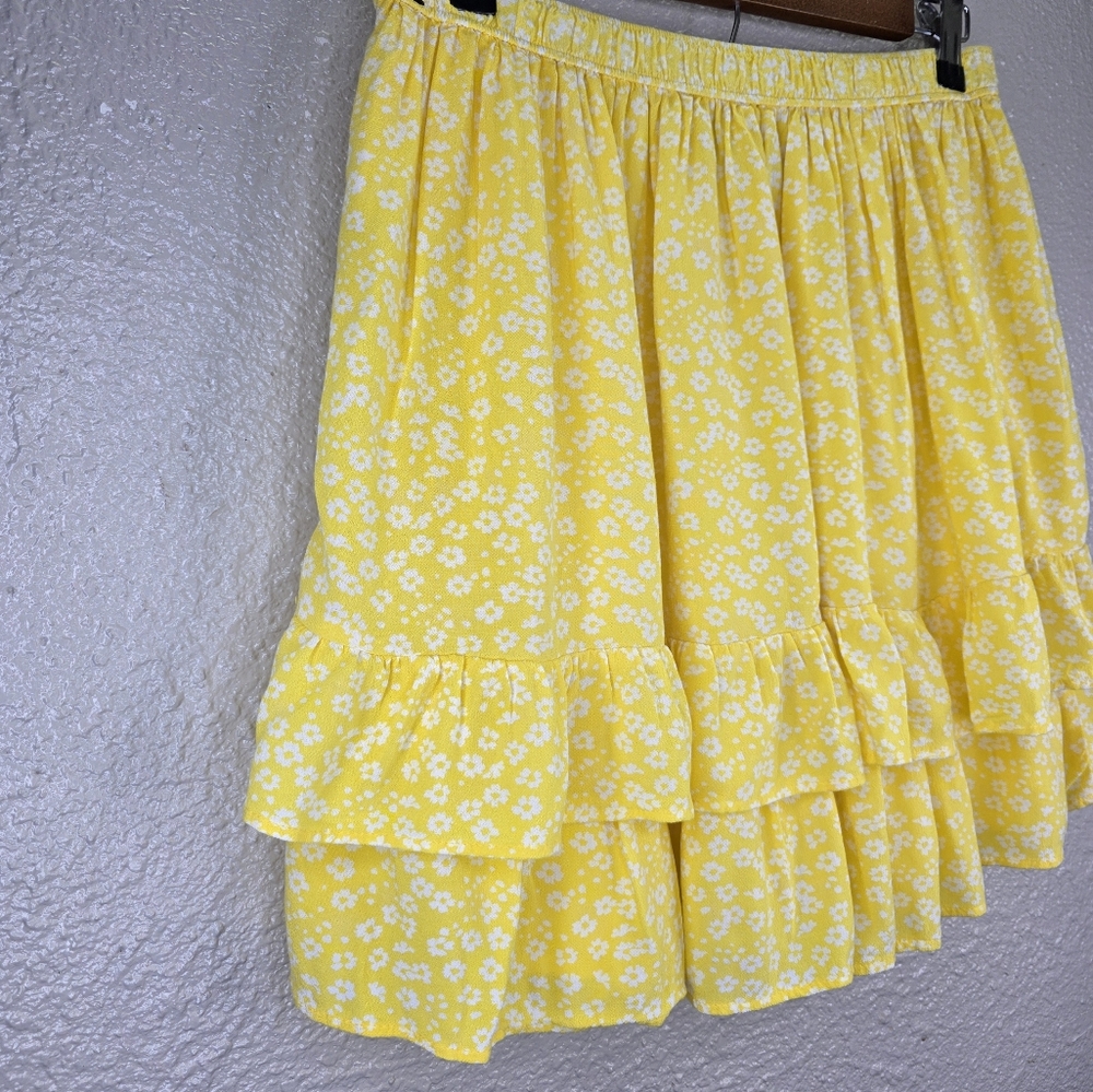 Ambercrombie & Fitch Yellow White Floral Ruffle Mini Skirt Size M - Picture 9 of 13